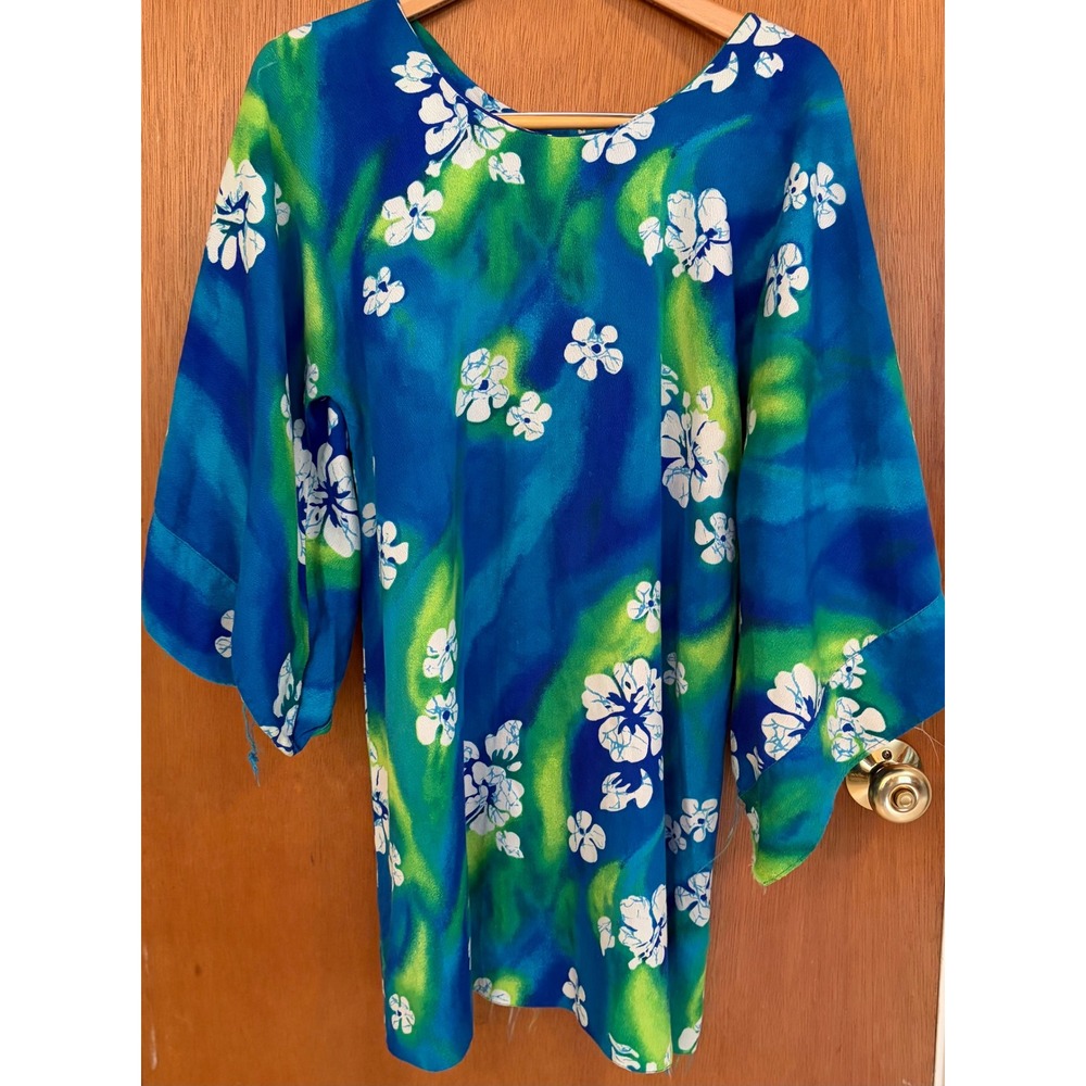 Vintage Mid-Century Hawaiian Kimono Dress Medium Harriet"s Made in Hawaii